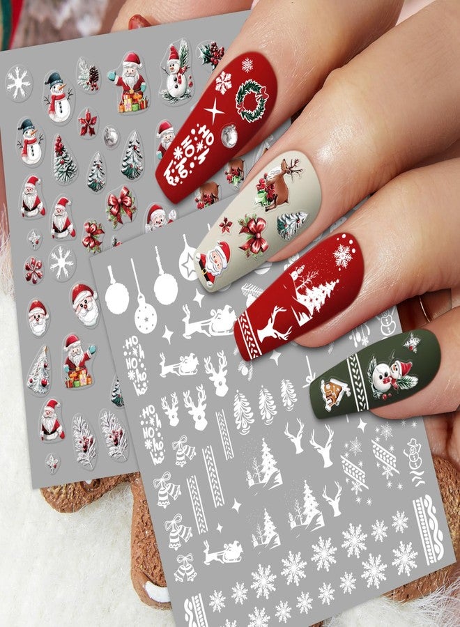 atydkug 9 Sheets Christmas Nail Art Stickers, Embroidery Nail Sticker Decals for Girl Women, Xmas Tree Santa Claus Nail Stickers for Nail Art Kids Christmas Stocking Stuffers Gifts Decoration Self-Adhesive - Image 4